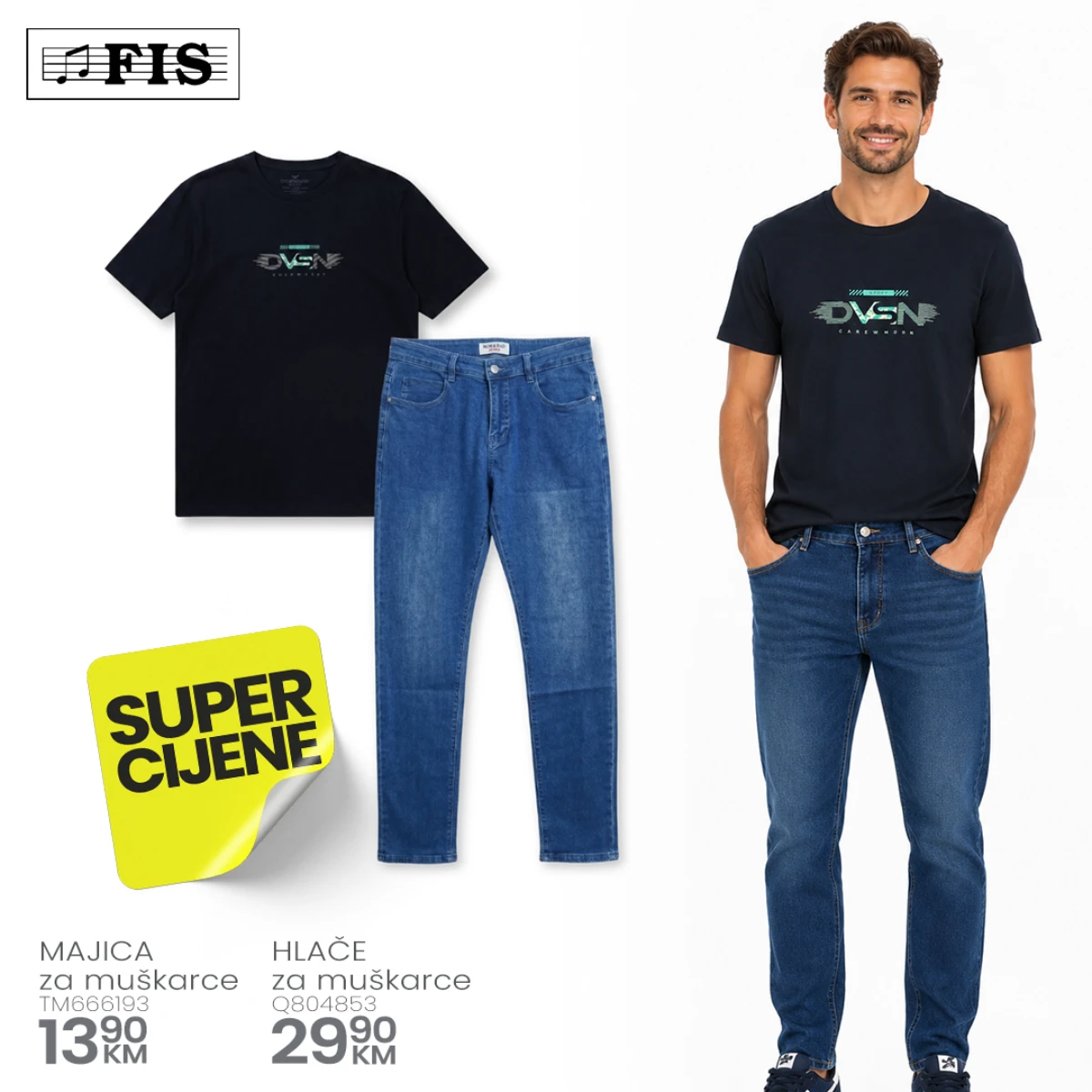 FIS Super cijene – muške jeans hlače i majica po akcijskim cijenama