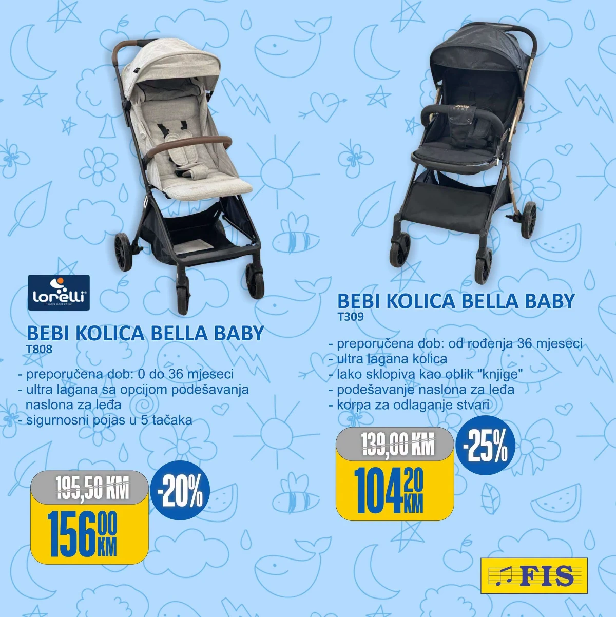 FIS akcija – Bella Baby kolica T808 i T309 po akcijskim cijenama