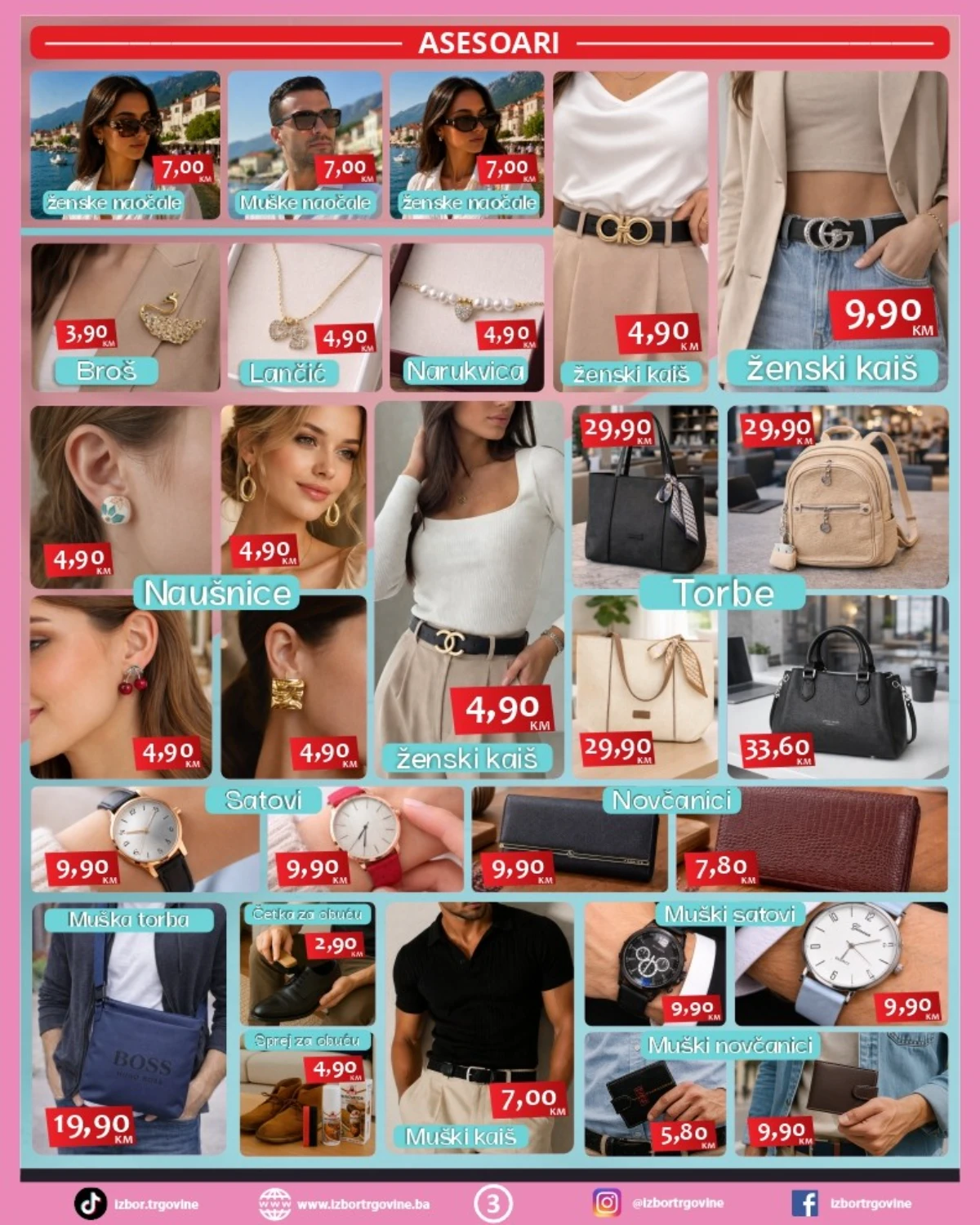 Izbor trgovine akcija – torbe, kaiševi, satovi i modni dodaci na akciji