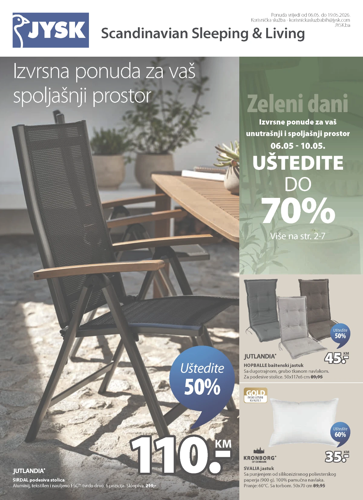 JYSK katalog sniženja do 70 posto baštenski namještaj madraci dekor do 19.05.2026 BiH katalog