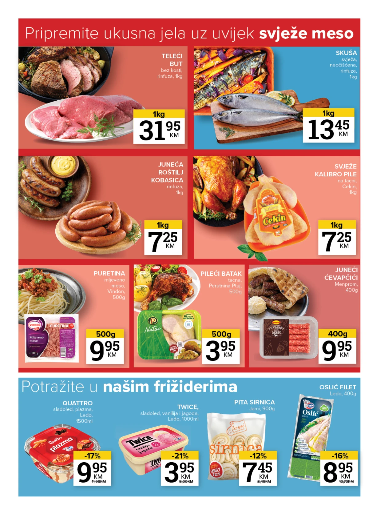 Konzum i Mercator akcija mesa i zamrznutih proizvoda Konzum i Mercator katalog maj 2026 svježe meso riba i zamrznuti proizvodi akcija