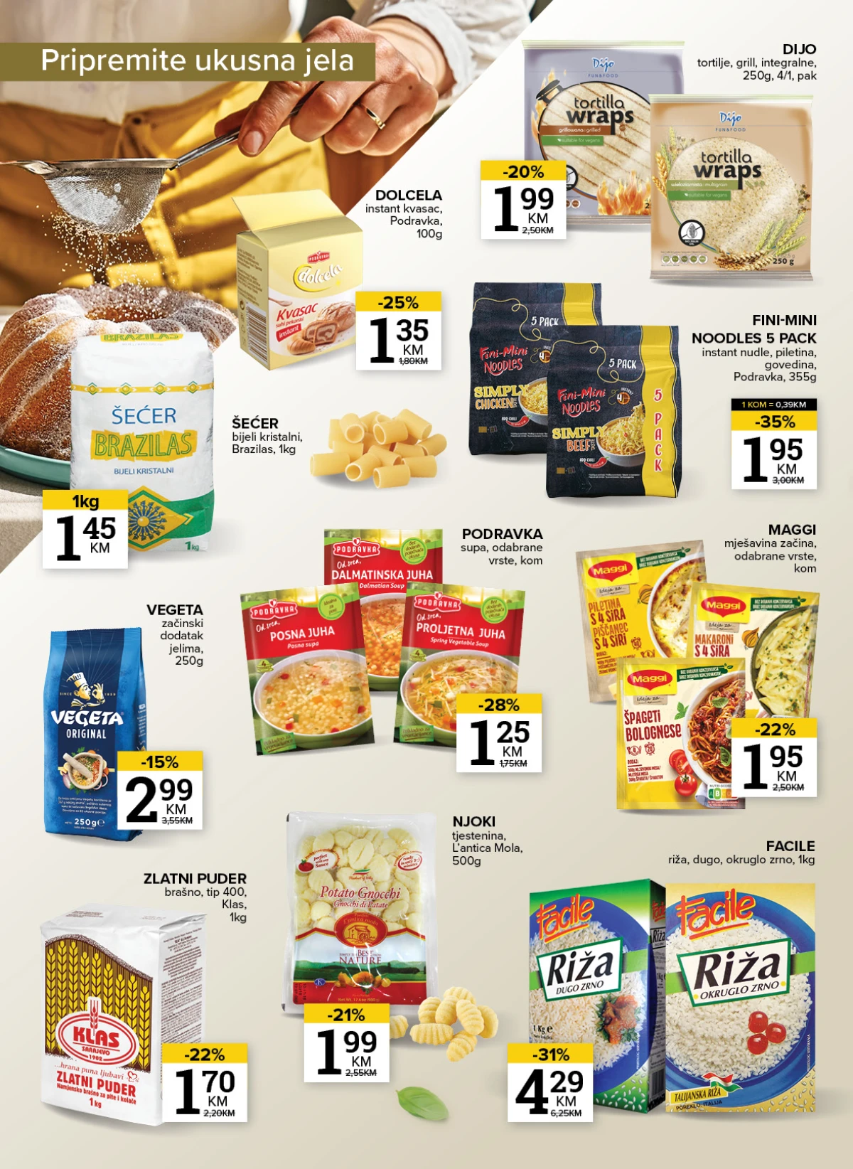 Konzum i Mercator katalog maj 2026 tjestenina riža i dodaci za kuhanje akcija