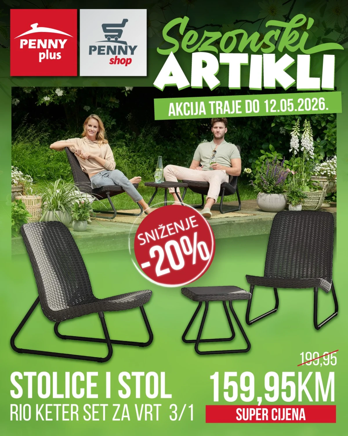 Penny Plus Rio Keter set stolice i stol cijena 159,95 KM