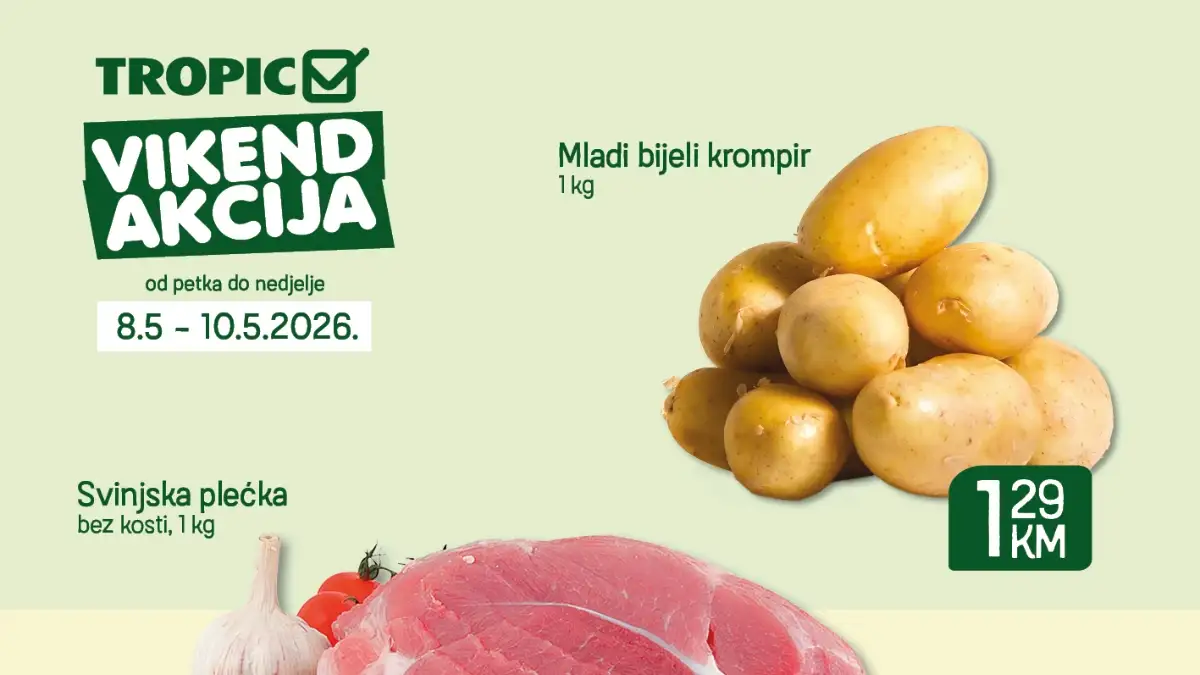 Tropic vikend akcija – mladi krompir 1,29 KM, kafa 12,49 KM i maslinovo ulje na popustu